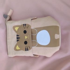 Multi-functional cream colored kawaii cat pencil case/storage/purse